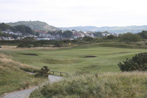 The par 3 second hole at Conwy Golf Club, Conwy, Wales.