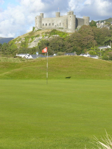 Harlech Castle is an ever-present image at Royal St. David's Golf Club, Harlech, Wales.
