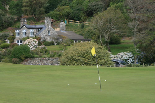 The 11th green at Porthmadog Golf Club in North Wales.