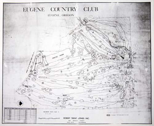 The plan from the 1960s for the reconfigured layout of Eugene Country Club. (Andy Nelson/The Register-Guard)