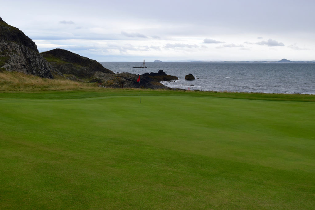 The 10th green at Elie Links on the Firth of Forth.