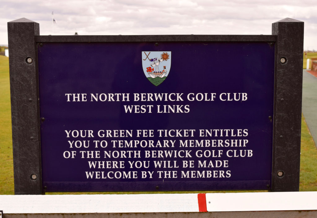 A welcoming sign at North Berwick Golf Club.